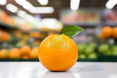 Photo for Close up of a orange fruit in supermarket background - Royalty Free Image