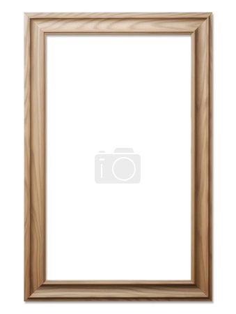 Photo for Empty wooden picture frame isolated on white background, Vertical size, With clipping path - Royalty Free Image