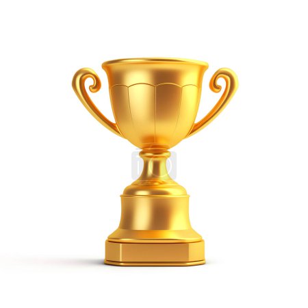 Photo for Gold champions cup trophy 3d icon isolated on white background, With clipping path - Royalty Free Image