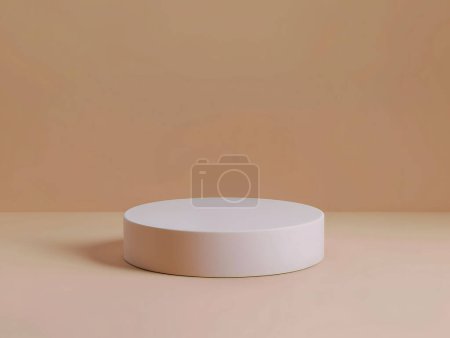 Foto de Podio blanco, forma redonda para el producto sobre un fondo marrón - Imagen libre de derechos