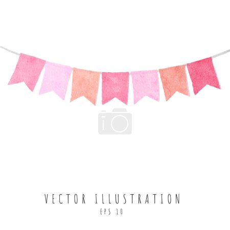 Illustration for Watercolor flag garland party - Royalty Free Image