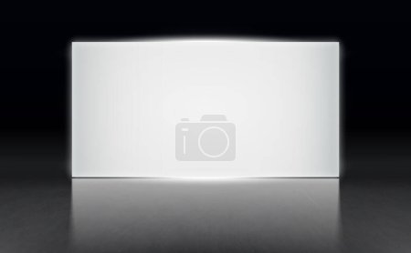 Ilustración de Gran piso de hormigón habitación oscura vacía con gran blanco blanco pantalla iluminada telón de fondo todos los elementos aislados. Ilustración vectorial - Imagen libre de derechos