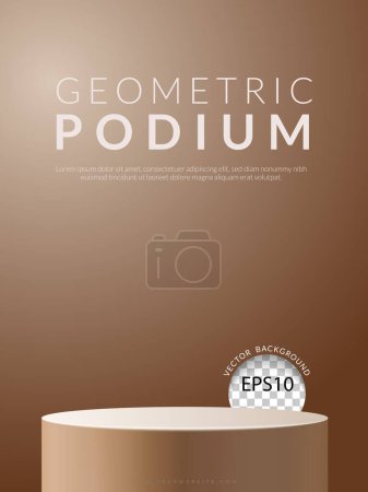 Illustration for Brown cylinder stand product podium on brown background. Vector illustration - Royalty Free Image