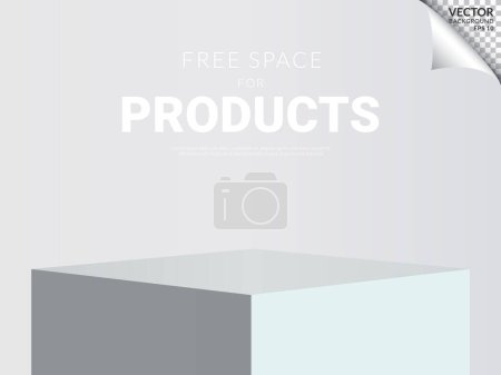 Illustration for Square white podium modern minimal box free space for products on white background. Vector Illustration - Royalty Free Image