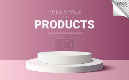 Ilustración de Dos pasos podio blanco moderno espacio libre mínimo para los productos sobre fondo rosa. Ilustración vectorial - Imagen libre de derechos