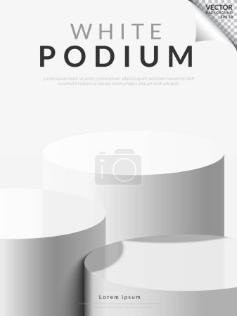 Illustration for Three podium stage stand pedestal products display on white background. Vector illustration - Royalty Free Image