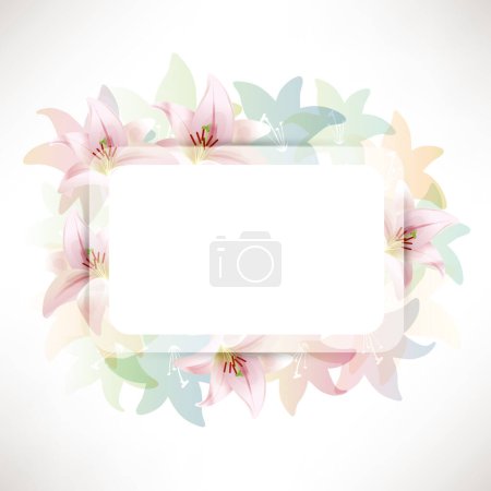 Illustration for Flower frame of pink lilies - Royalty Free Image