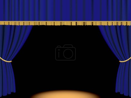 Illustration for Background of blue curtain and stage - Royalty Free Image