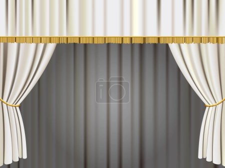 Ilustración de Fondo de cortina blanca y escenario - Imagen libre de derechos