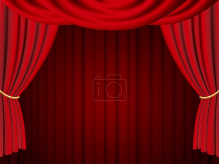 Illustration for Background of red curtain and stage - Royalty Free Image