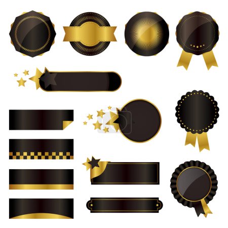 Ilustración de Conjunto de decoración en negro y oro - Imagen libre de derechos