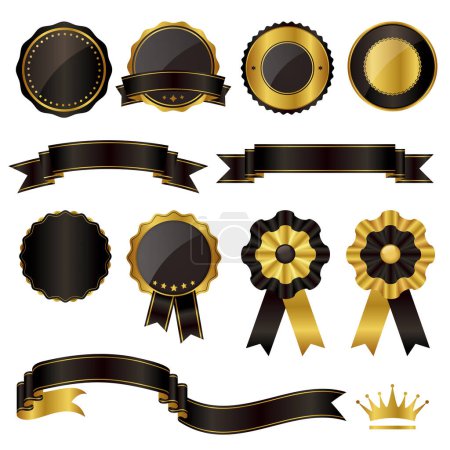 Illustration for Set of black and gold decoration - Royalty Free Image