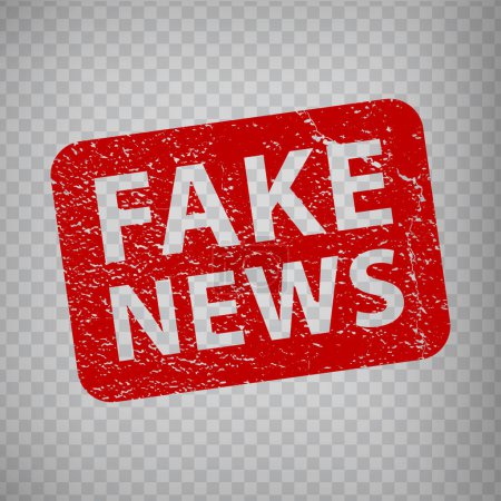 Ilustración de Fake News stamp design on transparent background.  Grunge rubber stamp with words Fake News in red. Flat design. Vector illustration EPS10. - Imagen libre de derechos