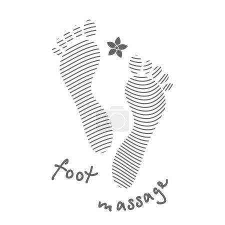 Illustration for Foot massage symbol. Foot massage concept in gray. Reflexology. Feet silhouette from lines for your web site design, app, UI. EPS10. - Royalty Free Image