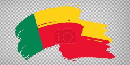 Ilustración de Bandera Benin brush stroke background. Bandera ondeando Benin sobre fondo transparente para el diseño de su sitio web, aplicación, interfaz de usuario. EPS10. - Imagen libre de derechos