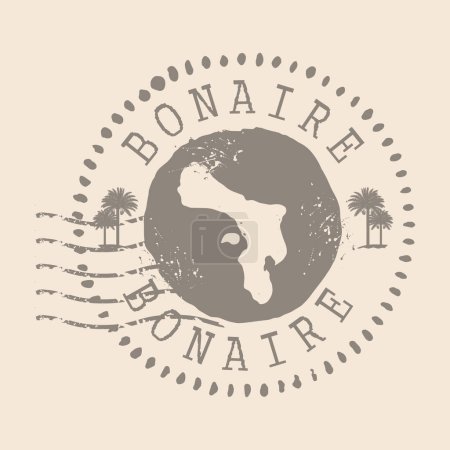 Téléchargez les illustrations : Timbre postal de Bonaire. Carte Silhouette caoutchouc Seal. Design Retro Travel. Sceau de carte Bonaire grunge pour votre design. PSE10 - en licence libre de droit
