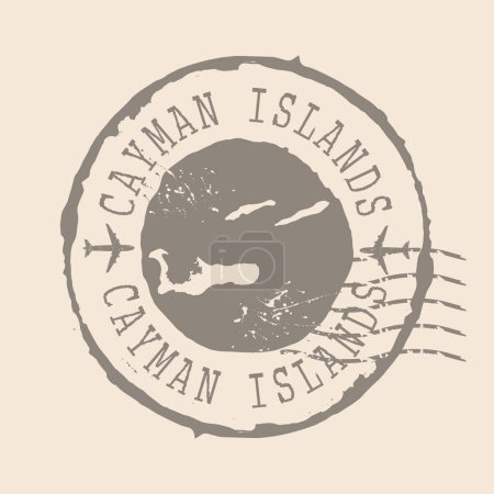 Illustration for Stamp Postal of  Cayman Islands. Map Silhouette rubber Seal.  Design Retro Travel. Seal of Map Cayman Islands grunge  for your design.  EPS10 - Royalty Free Image