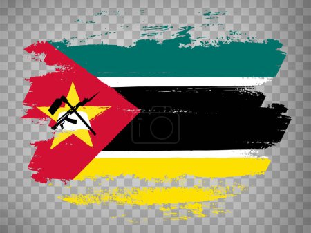 Téléchargez les illustrations : Drapeau du Mozambique coup de pinceau fond. Drapeau Mozambique sur fond transparent pour votre conception, app, UI. Vecteur de stock. PSE10. - en licence libre de droit