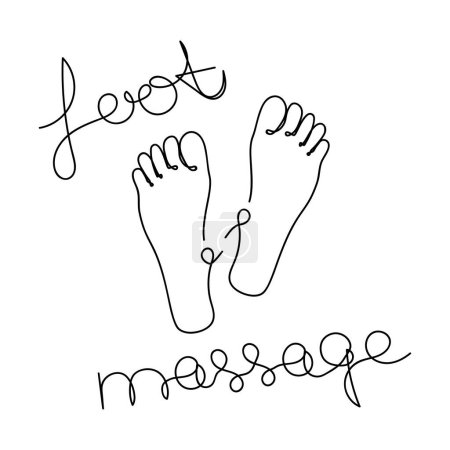 Illustration for One continuous line drawing of bare foot.  Concept of Wellness massage and Care about soft skin. Editable stroke for your design. Eps 10 - Royalty Free Image