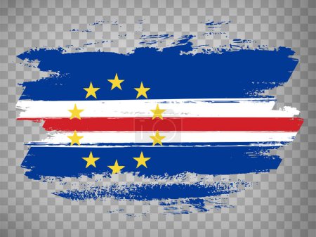 Ilustración de Bandera de Cabo Verde pincelada de fondo. Marcar Cabo Verde sobre fondo transparente para su diseño, aplicación, interfaz de usuario. Vector de acciones. EPS10. - Imagen libre de derechos