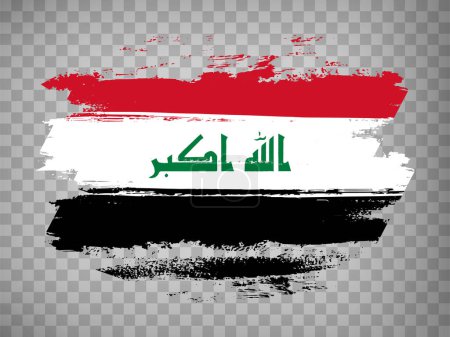 Ilustración de Flag of  Iraq brush stroke background.  Flag Republic of Iraq on transparent background for your design, app, UI.  Stock vector. EPS10. - Imagen libre de derechos