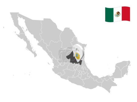 Ilustración de Location of San Luis Potosi State on map Mexico. 3d location sign of San Luis Potosi. Quality map with  provinces of  Mexico for your design. Vector illustration. EPS10. - Imagen libre de derechos