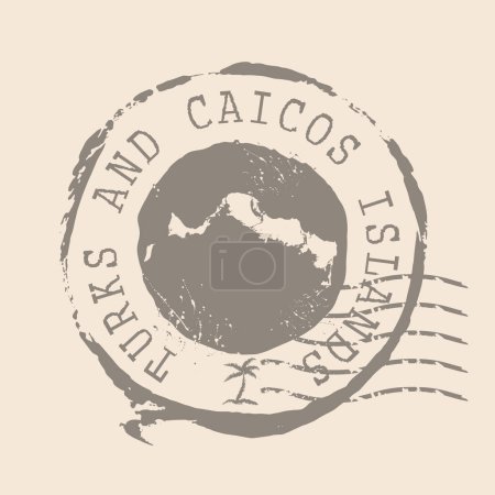Illustration for Turks and Caicos Islands Stamp Postal. Map Silhouette rubber Seal.  Design Retro Travel. Seal of Map Turks and Caicos Islands grunge  for your web site design, app, UI.  EPS10. - Royalty Free Image