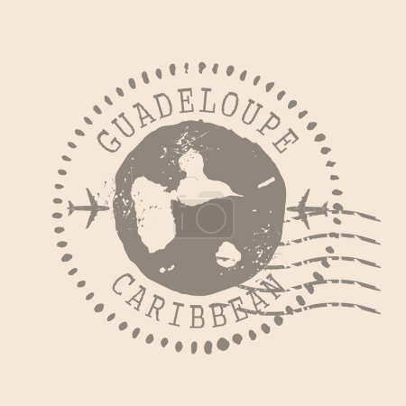 Téléchargez les illustrations : Guadeloupe - Caribbean Stamp Postal. Map Silhouette rubber Seal.  Design Retro Travel. Seal of Map Guadeloupe grunge  for your web site design, app, UI.  EPS 10. - en licence libre de droit