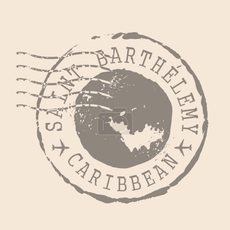 Illustration for Saint Barthelemy Stamp Postal. Map Silhouette rubber Seal.  Design Retro Travel. Caribbean. Seal of Map Saint Barthelemy grunge  for your web site design, app, UI.  EPS10. - Royalty Free Image