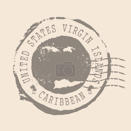 Illustration for United States Virgin Islands Stamp Postal. Map Silhouette rubber Seal.  Design Retro Travel. Caribbean. Seal of Map Virgin Islands of the United States grunge  for your web site design, app, UI.  EPS10. - Royalty Free Image