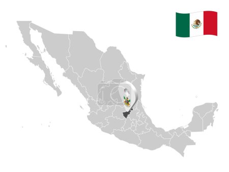 Téléchargez les illustrations : Location State of Queretaro on map. 3d location sign  Queretaro. Quality map with  provinces of  Mexico for your design. Vector illustration. EPS10. - en licence libre de droit