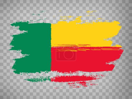 Ilustración de Bandera de Benin pincelada fondo. Bandera Republic of Benin sobre fondo transparente para tu diseño, app, UI. Vector de acciones. EPS10. - Imagen libre de derechos