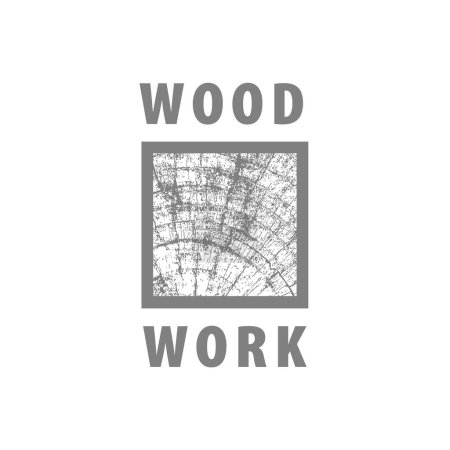 Ilustración de Plantilla de diseño de logotipo de madera. Servicio profesional de carpintería. Corte transversal de un árbol. Logo en gris para su diseño. EPS10. - Imagen libre de derechos