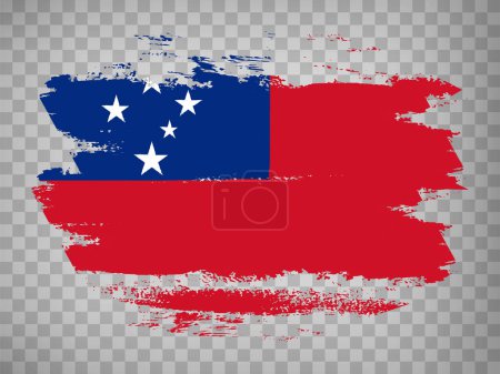 Illustration for Flag of  Samoa brush stroke background.  Flag Independent State  of Samoa on transparent background for your design, app, UI.  Stock vector. EPS10. - Royalty Free Image