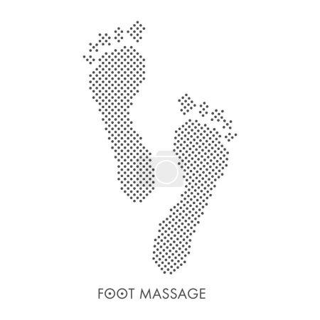 Illustration for Foot massage symbol. Foot massage concept in gray. Reflexology. Feet silhouette from dots for your web site design, app, UI. EPS10. - Royalty Free Image