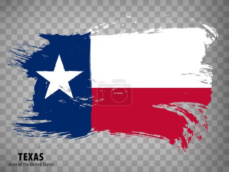 Ilustración de Bandera de Texas de pinceladas. Estados Unidos de América. Bandera Texas con título sobre fondo transparente para el diseño de su sitio web, aplicación, interfaz de usuario. Vector de acciones. EPS10. - Imagen libre de derechos