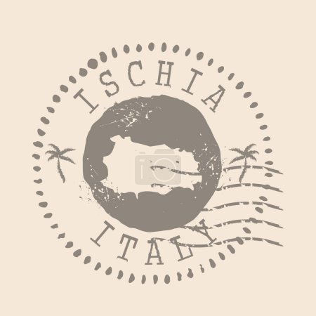 Illustration for Stamp Postal of Ischia. Map Silhouette rubber Seal.  Design Retro Travel. Seal  Map Ischia of Italy grunge  for your design.  EPS10 - Royalty Free Image