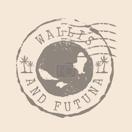 Téléchargez les illustrations : Timbre postal de Wallis et Futuna. Carte Silhouette caoutchouc Seal. Design Retro Travel. Seal Map Grunge Wallis et Futuna pour votre design. PSE10 - en licence libre de droit