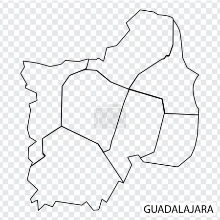 Illustration for High Quality map of Guadalajara  is a city United Mexican States , with borders of the districts. Map of Guadalajara for your web site design, app, UI. EPS10. - Royalty Free Image