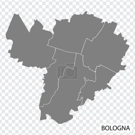 Téléchargez les illustrations : Carte de haute qualité de Bologne est une ville en Italie, avec des frontières des régions. Carte de Bologne pour la conception de votre site web, app, UI. PSE10. - en licence libre de droit