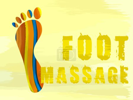 Illustration for Foot massage concept. Foot massage logo in watercolor . Print of foots logo. Reflexology concept for your web site design, logo, app, UI.  Watercolor background. Stock vector. EPS10. - Royalty Free Image