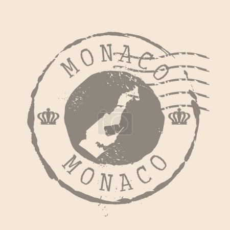 Illustration for Stamp Postal of Monaco. Map Silhouette rubber Seal.  Design Retro Travel. Seal  Map of Monaco grunge  for your design.  EPS10 - Royalty Free Image
