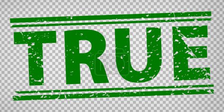 Illustration for True stamp design on transparent background.  Grunge rubber stamp with word true in green. Flat design. Vector illustration EPS10. - Royalty Free Image