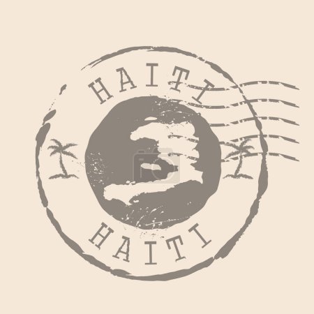 Illustration for Stamp Postal of Haiti. Map Silhouette rubber Seal.  Design Retro Travel. Seal of Map Haiti grunge  for your design.  EPS10 - Royalty Free Image