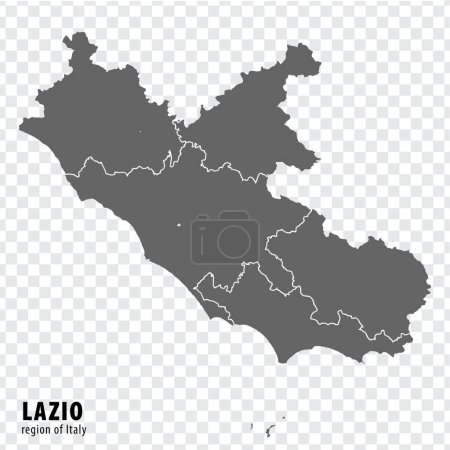 Téléchargez les illustrations : Carte vierge Latium d'Italie. Carte de haute qualité Région du Latium avec des municipalités sur fond transparent pour la conception de votre site Web, logo, app, UI. PSE10. - en licence libre de droit