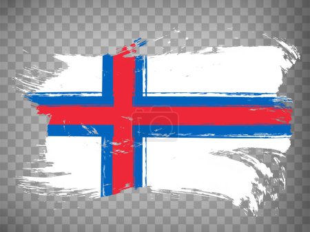 Illustration for Flag Faroe Islands, brush stroke background.  Flag of  Faroe Islands on transparent background for your web site design, app, UI.  Stock vector. EPS10. - Royalty Free Image