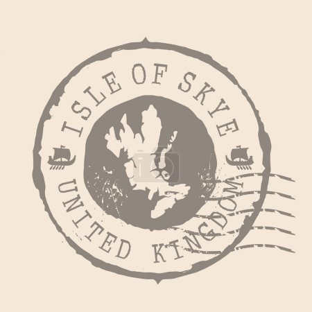 Illustration for Stamp Postal Isle of Skye. Map Silhouette rubber Seal.  Design Retro Travel. Seal of Map Isle of Skye grunge  for your design. Scotland. EPS10 - Royalty Free Image
