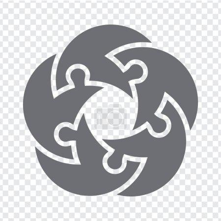 Illustration for Simple icon of puzzle in grey.  Simple icon puzzle of the five elements  on transparent background for your web site design, logo, app, U. EPS10. - Royalty Free Image