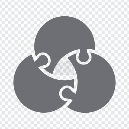 Illustration for Simple icon of puzzle in grey.  Simple icon puzzle of the three elements  on transparent background for your web site design, logo, app, U. EPS10. - Royalty Free Image