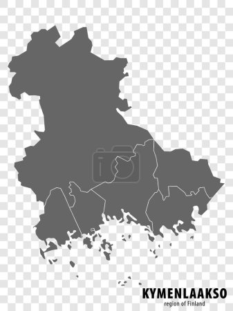 Illustration for Blank map Kymenlaakso Region  of  Finland. High quality map Kymenlaakso on transparent background for your web site design, logo, app, UI.  Finland.  EPS10. - Royalty Free Image